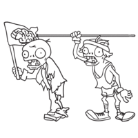 Desenho de Zumbis em ação Plants vs Zombies para colorir
