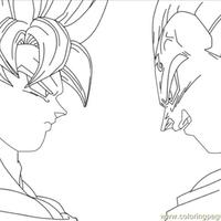 Desenho de Goku e Vegeta se olhando para colorir