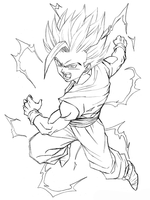 Goku para desenhar com gohan - Imprimir Desenhos