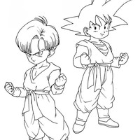 Desenho de Trunks e Son Gohan para colorir