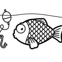 Desenho de Sardinha e isca para colorir