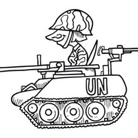 Desenho de Soldado no tanque de guerra para colorir