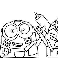 Desenho de Minions em guerra para colorir