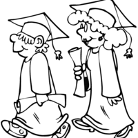 Desenho de Estudantes recebendo diploma para colorir