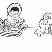 Desenho de Esquimós no mushing para colorir