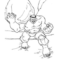 Desenho de Hulk carregando pedra para colorir