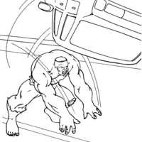 Desenho de Hulk arremessando carro para colorir