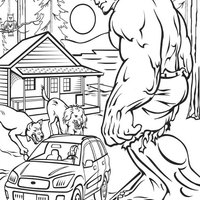 Desenho de Hulk na cidade para colorir