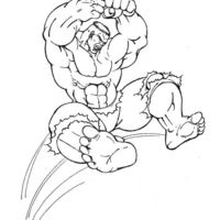Desenho de Hulk pulando para colorir