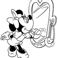 Desenho de Minnie passando batom para colorir