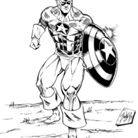 Desenho de Capitão América em posição de defesa para colorir