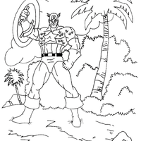 Desenho de Capitão América na floresta para colorir