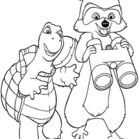 Desenho de Verne e RJ com binóculo para colorir