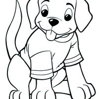 Desenho de Cachorro com camiseta para colorir