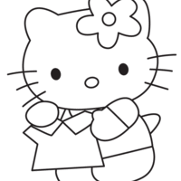 Desenho de Hello Kitty e camiseta para colorir