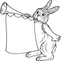Desenho de Coelho e trompeta para colorir