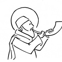 Desenho de Homem tocando berrante para colorir