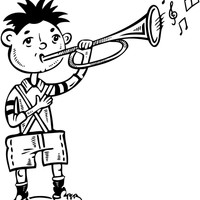 Desenho de Menino e trompeta para colorir
