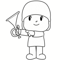 Desenho de Pocoyo tocando trompeta para colorir