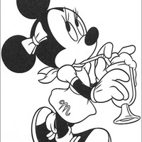 Desenho de Minnie tomando sunday para colorir