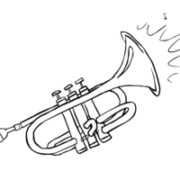 Desenho de Trompeta instrumento de sopro para colorir