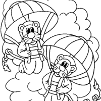 Desenho de Ursinhos paraquedistas para colorir