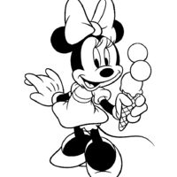 Desenho de Minnie tomando sorvete de três bolas para colorir