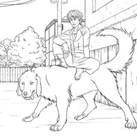 Desenho de Cachorro Akamuru e Kiba para colorir