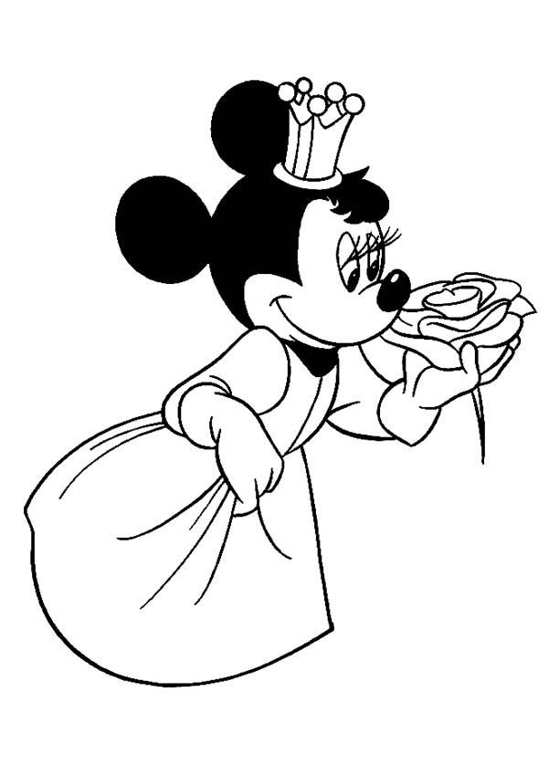 Minnie cheirando flor