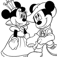 Desenho de Princesa Minnie e príncipe Mickey para colorir
