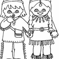 Desenho de Casal de meninos indígenas para colorir