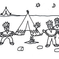 Desenho de Dança indígena para colorir