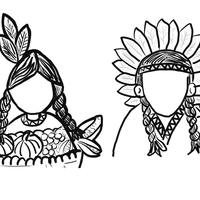 Desenho de Faces de índios para colorir