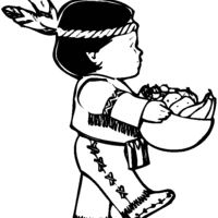Desenho de Índio americano carregando frutas para colorir