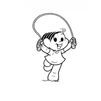 Desenho de Monica pulando corda para colorir