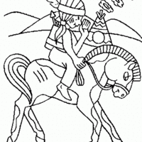 Desenho de Índio passeando a cavalo para colorir