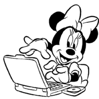 Desenho de Minnie no notebook para colorir