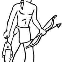 Desenho de Índio pescando para colorir