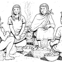 Desenho de Índios reunidos para colorir