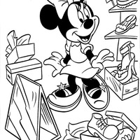 Desenho de Minnie na sapataria para colorir