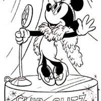 Desenho de Minnie no palco para colorir