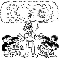 Desenho de Lenda do sol e da lua com Turma da Monica para colorir