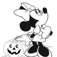 Desenho de Minnie no Dia das Bruxas para colorir