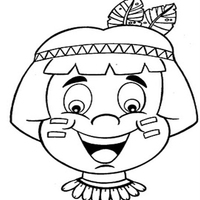 Desenho de Máscara de indígena feliz para colorir