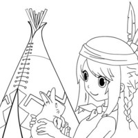 Desenho de Menina indígena mangá para colorir