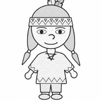 Desenho de Menina indígena para colorir