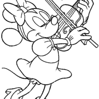 Desenho de Minnie Mouse tocando violino para colorir