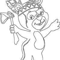 Desenho de Ursinho brincando de índio para colorir