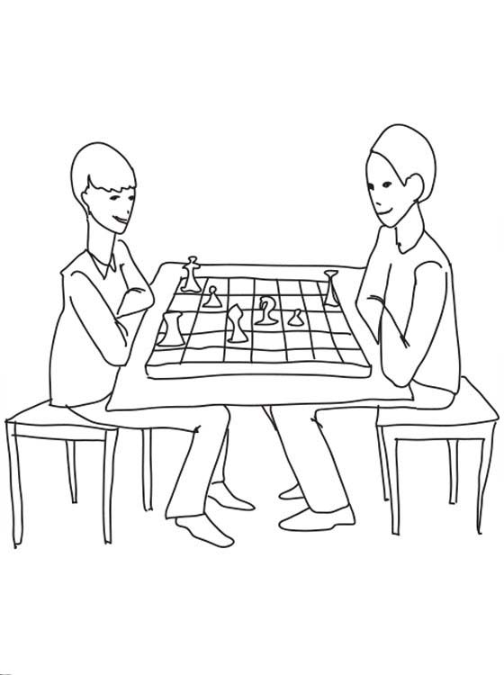 Desenho de Jogando Xadrez para colorir