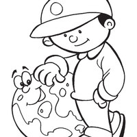 Desenho de Menino amigo do Planeta Terra para colorir